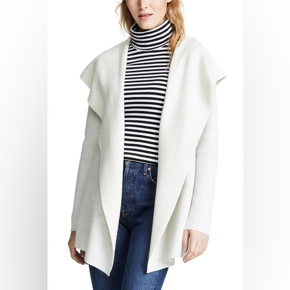 Club Monaco - Yoanna Hooded Cardigan White and Light Gray - Size Medium LikeNew! - Picture 1 of 13
